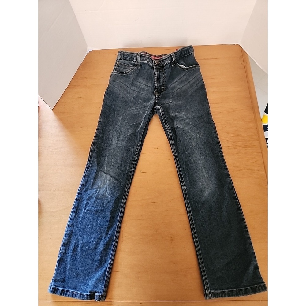Wrangler Boys 14R Straight Leg Adjustable Waist Dark Wash Blue Jeans‎